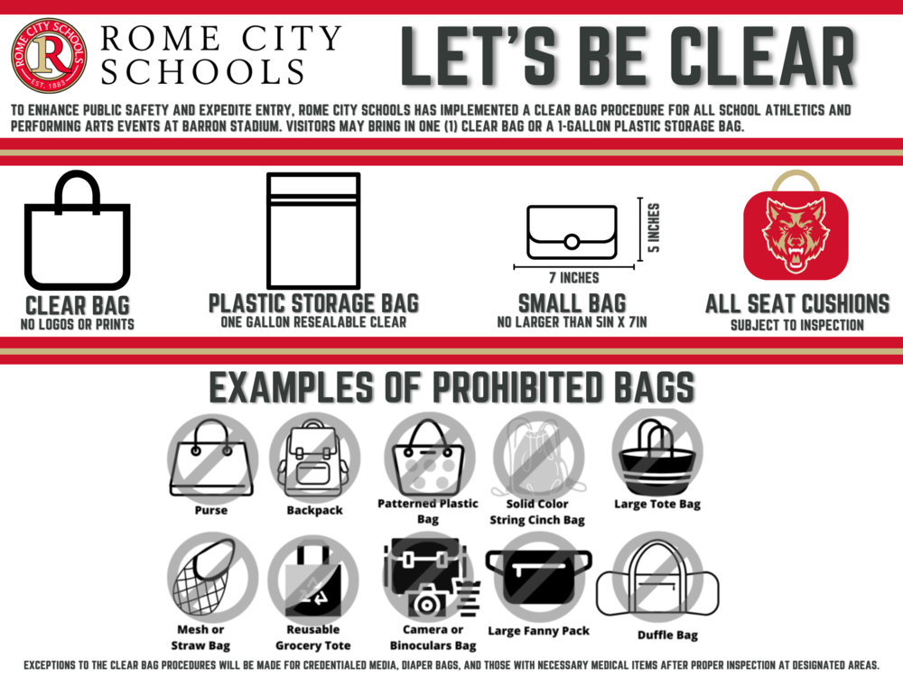 RCS Barron Stadium Clear Bag Procedures