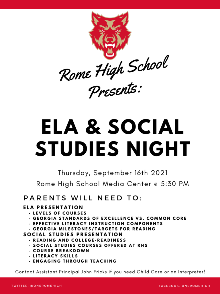 Click on the following link to watch and attend our Title I ELA and Social Studies Night! https://bit.ly/rhselassnight21