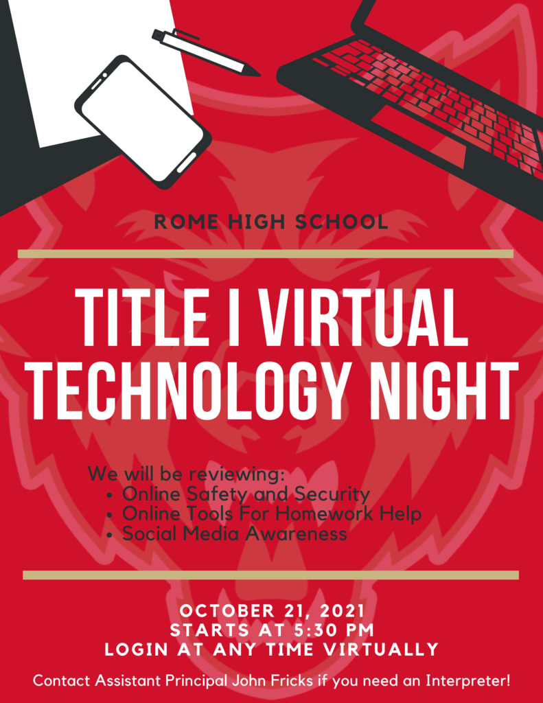 Title I Virtual Technology Night: October 21st @ 5:30 PM