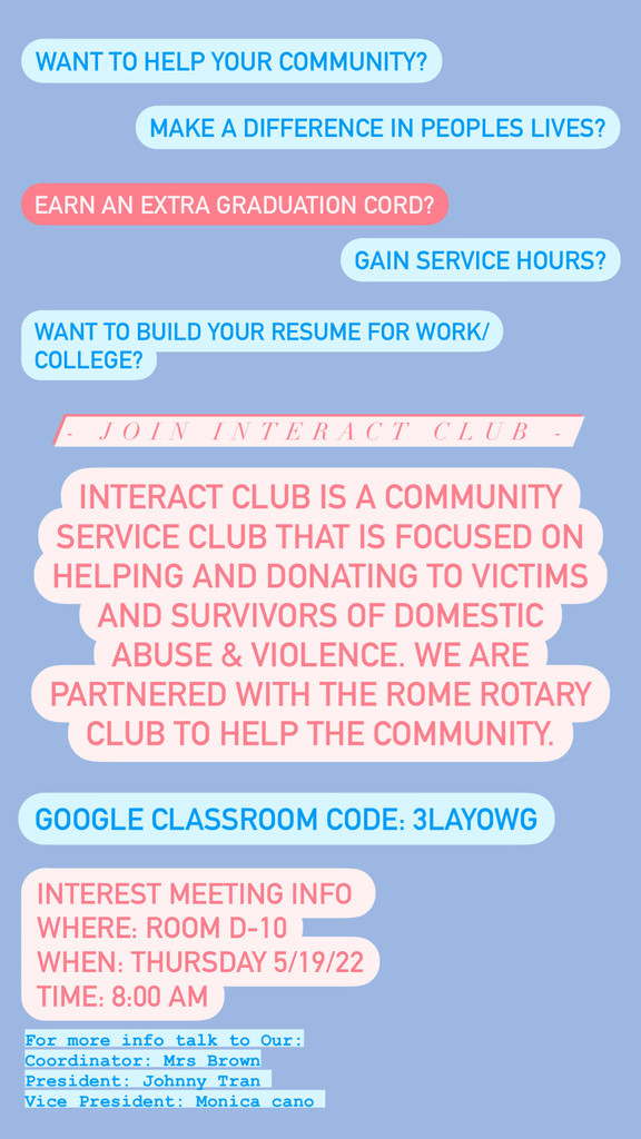 Interact Club Interest Flyer