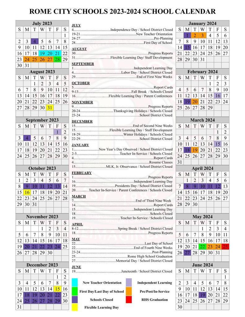 2023-2024 School Calendar English