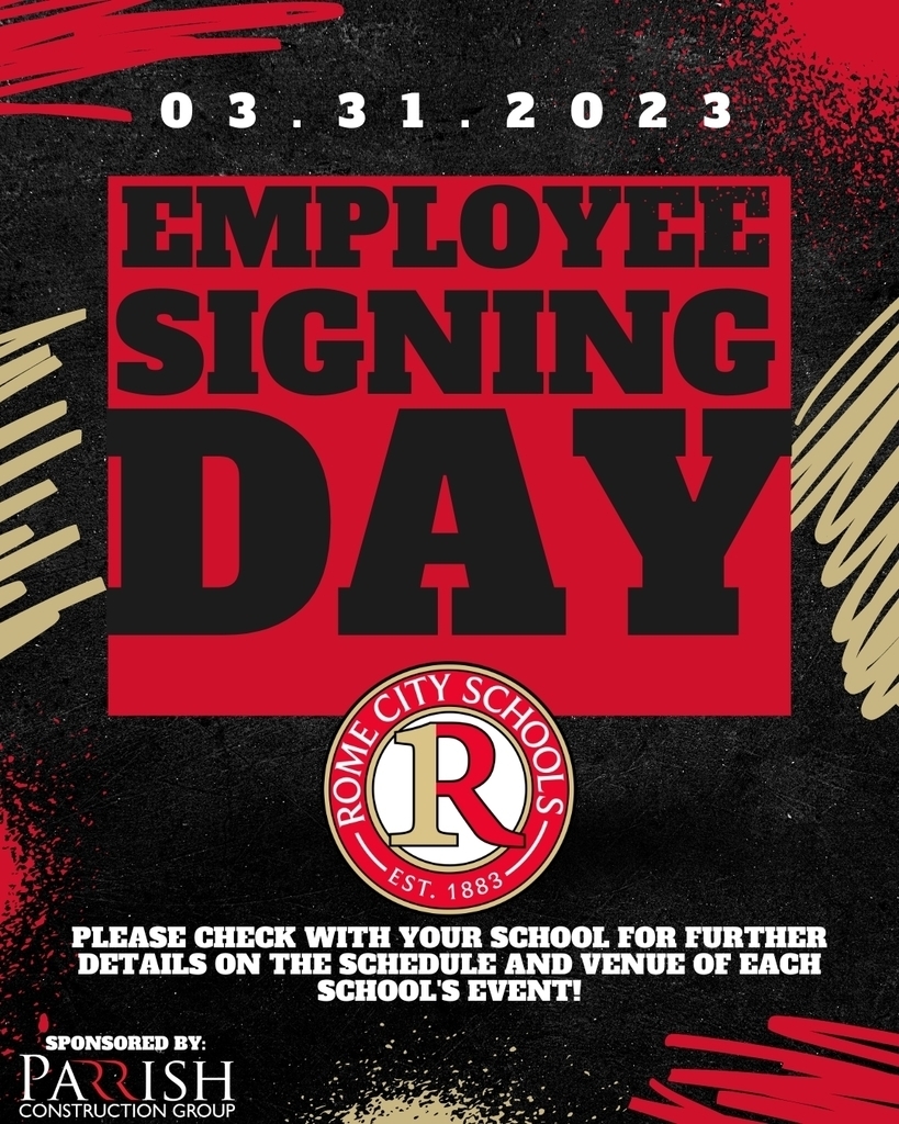 Rome City Schools is excited to announce our first-ever Employee Signing Day on March 31st! See the information below for more details! #1Rome #ReimagineRCS